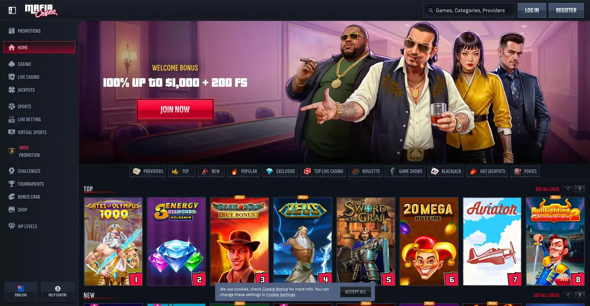 Mafia casino original website banner